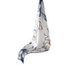 53Cm satin blue printed silk neck small square scarf 100 mulberry silk scarf OL versatile  new silk scarf