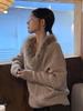 In Stock: Women's Retro V-Neck Batwing Sleeve Knit Sweater with Fur Collar