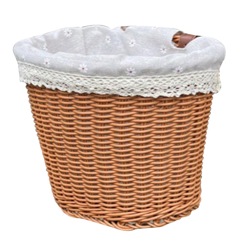 Bike Front Basket with Liner Cycling Handlebar Basket Adjustable Leather Straps Bike Scooter Tricycle Basket for Girls Women