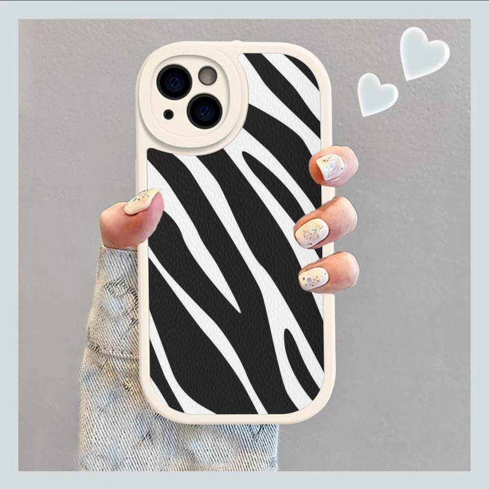 Zebra Print Clip Art For IPhone 16 15 14 13 12 11 Pro Max Plus Leather Phone Cover