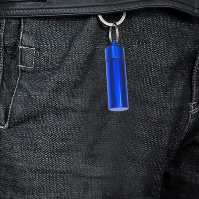 Bærbar forseglet krukke Nøkkelring Skrulokk Aluminium Vanntett Flat Bunn Hengende Mini Tablett Pill Oppbevaring Flaske Beholder Holder Nøkkelring