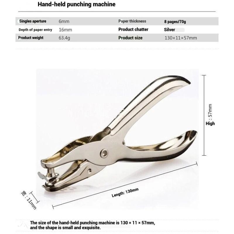 

Single Hole Punch Sheet Capacity 6mm Diameter Hole Puncher Hand Paper Scrapbooking Punches for Home Office School Supplies 1
