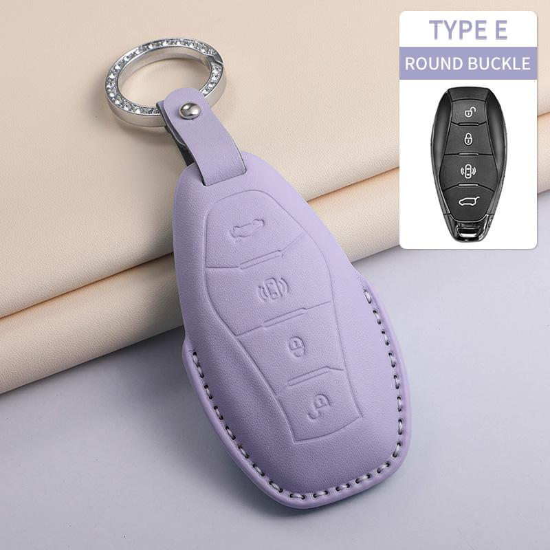 Fashion Car Key Case Cover For Faw Hongqi E-Hs9 High-End H5 H9 Car Keyring Luxury Leather Auto Accessories