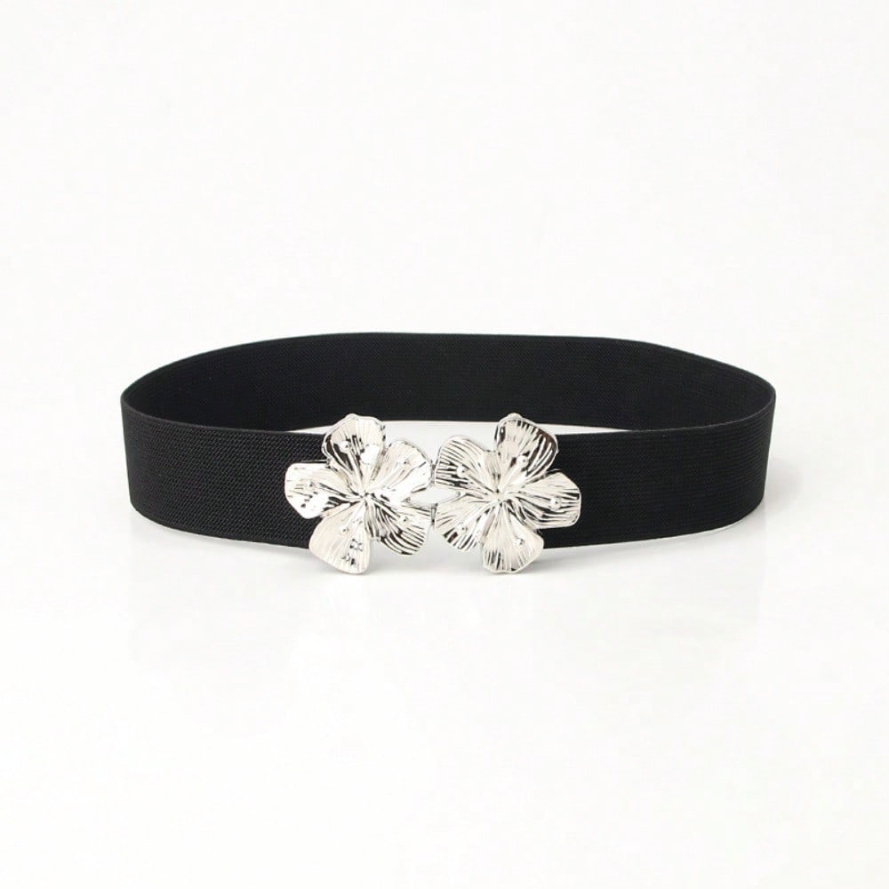 New European and American Elastic Elastic Women's Belt Fashionable Versatile Flower Buckle Decorative Belt with Coat Waist Seal