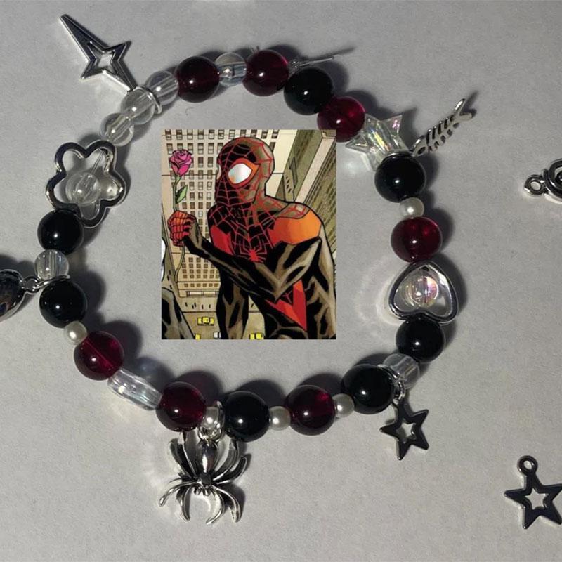 

Парные браслеты из бисера Майлза Моралеса и Гвен Стейси, эстетика 2000 года, кокетка, подарок для нее, паук