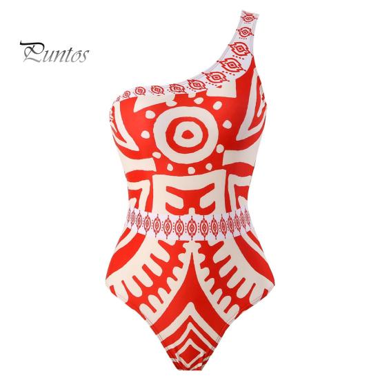 

2 шт./компл., женские брюки-монокини, комплект, соответствующий цвету, с этническим принтом, консервативный, на одно плечо, узкие, с эластичной резинкой на талии, широкие брюки, женские купальники L красный