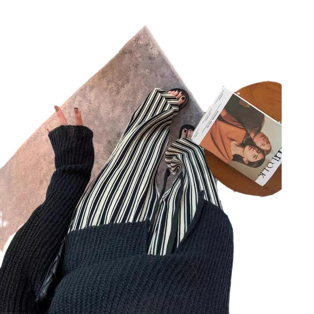 Plus Size Women's Vertical Stripe High Waist Slimming Casual Floor-Length Summer Pants