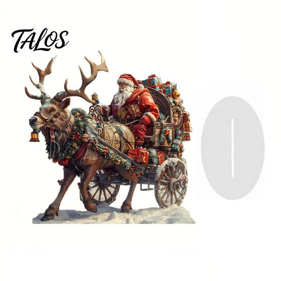 Christmas Window Sill Ornament Santa Claus Ornament, Retro Reindeer Acrylic Decoration, Moisture Proof Double Sided Desktop Figurines for Holiday Home