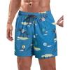 Vibrant Coconut Pattern Men Beach Shorts Lightweight Quick Dry Swim Shorts For Casual Daily Wear Beach Days And Fresh Summer