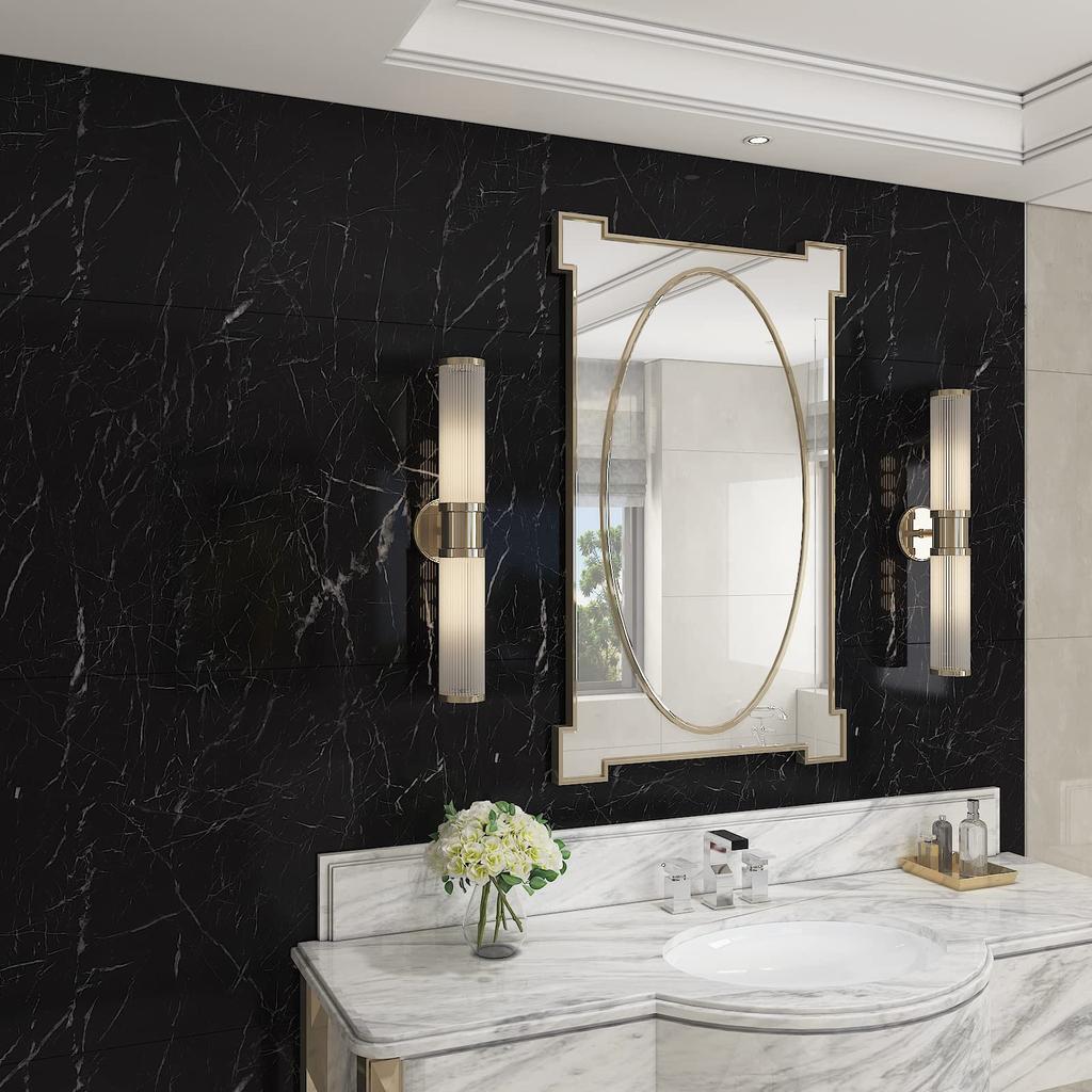 CHIHUT Peelable Wallpaper, Wall Sticker, Marble, 45cm X 600cm, Black, Strong Adhesive, Waterproof, Oil-Resistant, Heat-Resistant, Thick, DIY, Nordic S
