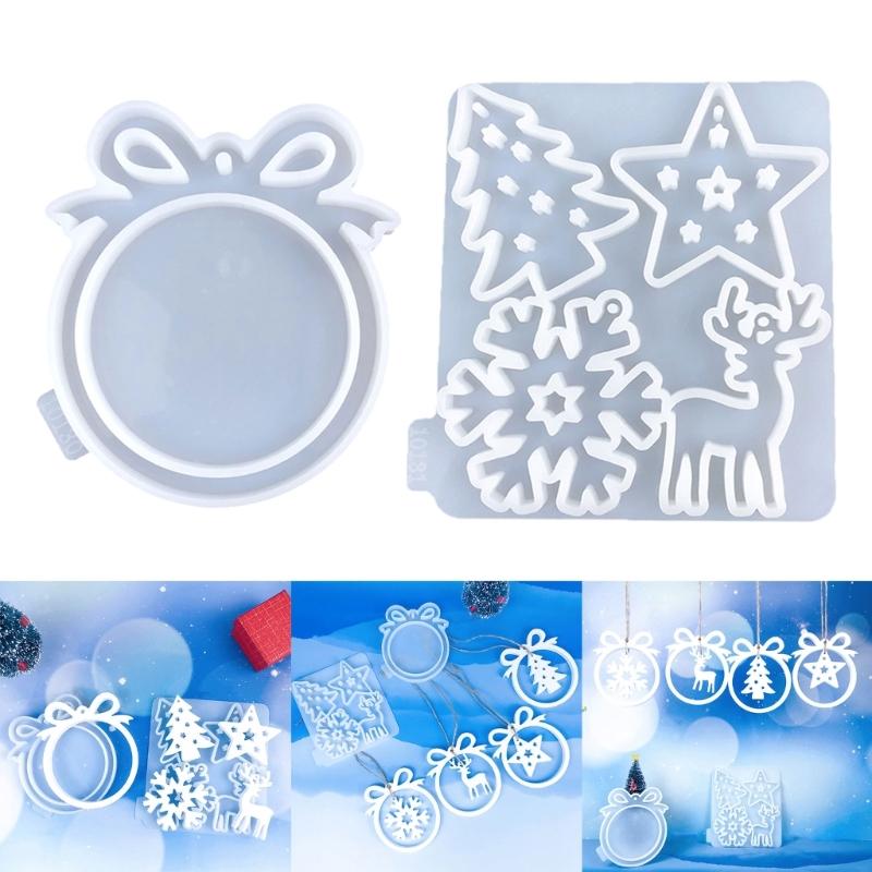 2 Pack Christmas Ornament Silicone Molds Festive Decorations Moulds for Craft Enthusiasts Jewelry Making Supplies