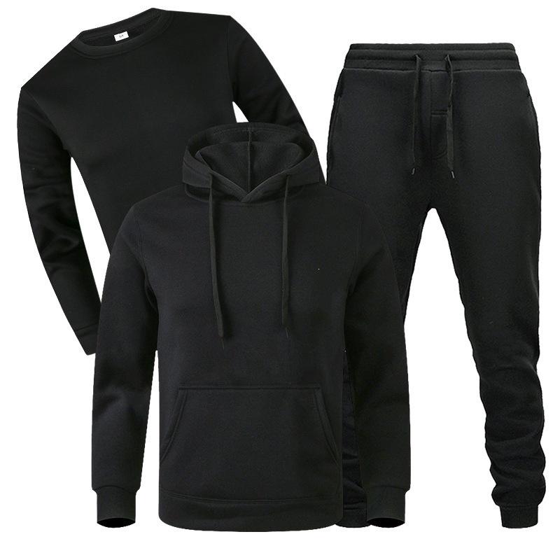 Men's Autumn/Winter Fleece Hoodie & Sweatpants 3-Piece Set - Casual Sportswear Suit