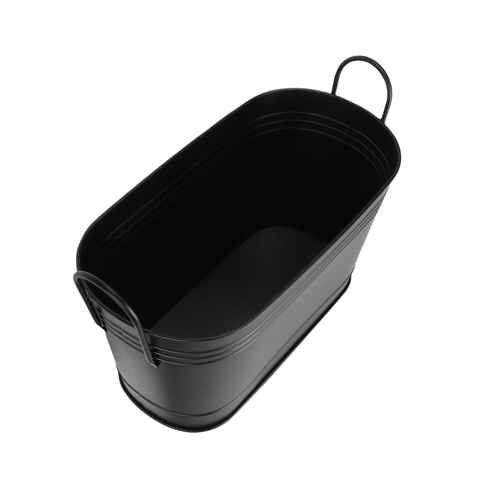 

Firewood Bucket, Black Oval Metal Log Carrier with Sturdy Handles, for Indoor and Outdoor Firewood Storage, Garden Planting