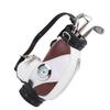 Mini Desktop  Golf Bag Pen Clock  Zinc Alloy PU Leather with Golf Pens Souvenir Set GiftBrown White