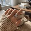 Silver Color Twisted Rings Minimalist Adjustable Finger Jewelry Trendy Double Blue Eye Ring  Unisex