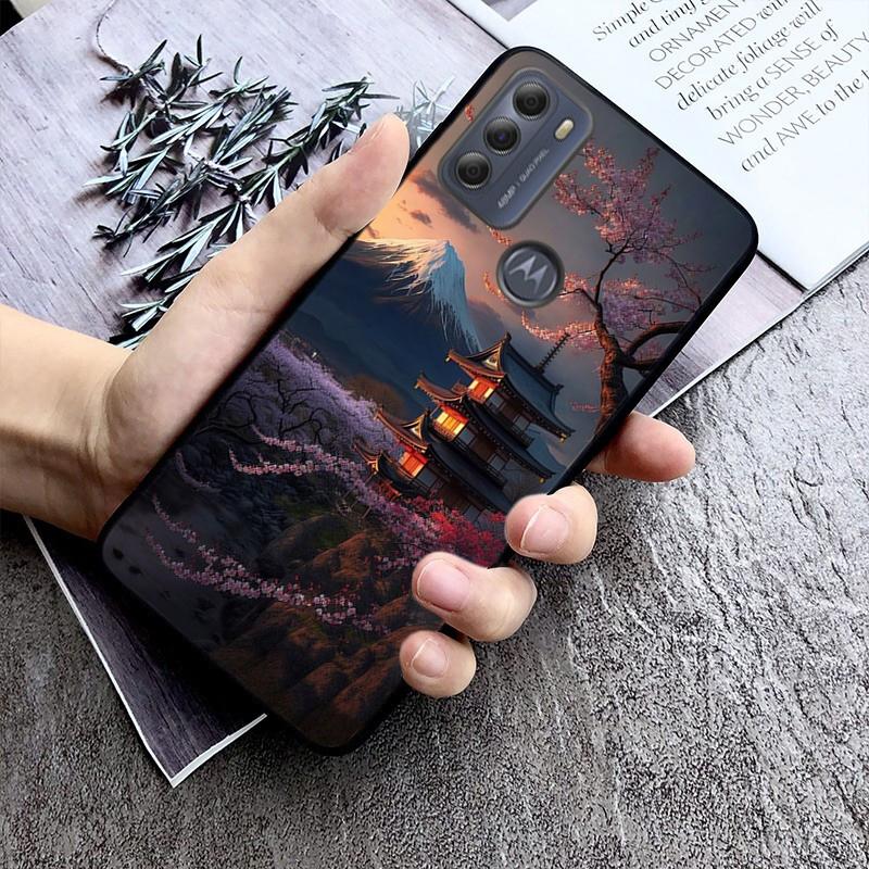Japanese Cherry Mountain Sceneary Case For Moto G84 G23 G24 G31 G32 G41 G51 G52 G53 G54 G71 G82 G42 G62 G200 G Play G Stylus