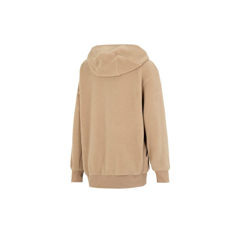 Nike Nsw Plsh Po Hoodie Logo Print Sports Casual Pullover Long Sleeve Sweatshirt Women Hoodies Khaki DQ6841-258