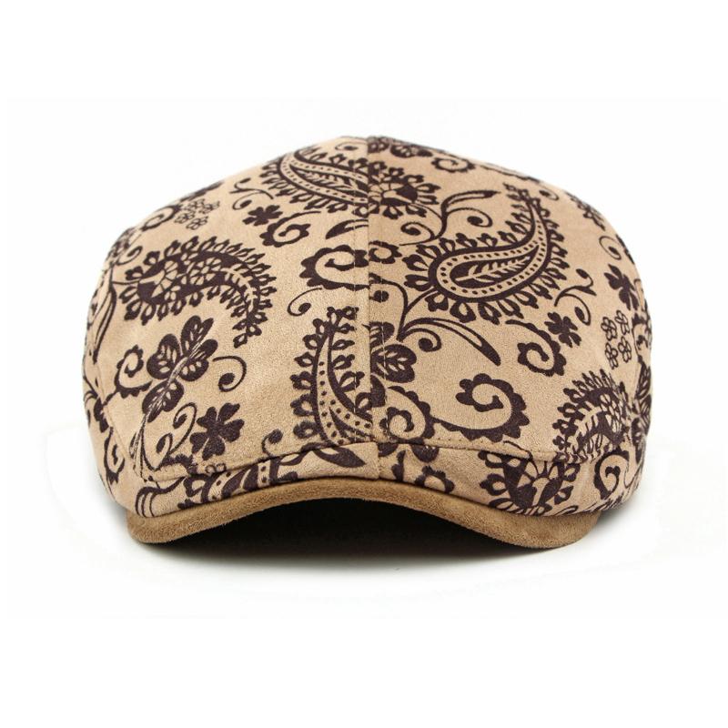 Cashew Print Beret Women's British Vintage Forward Cap Suede Peaked Cap