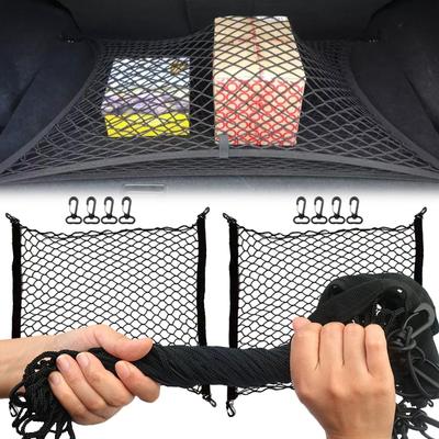 Car Trunk Storage Net Camping Cart Net Auto Trunk Sundries Fixed Netbag Handcart String Bag Elastic Pocket Mesh Car Accessories