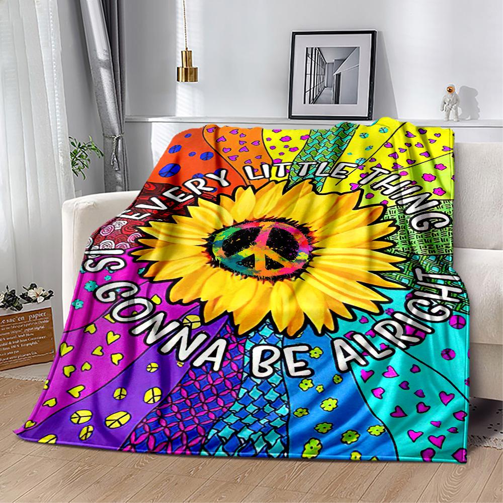 1pc Sunflower Initial blanket Soft and Warm for Sofa Office Camping Travel Livingroom Great Gift for Friends and Family Comfortable