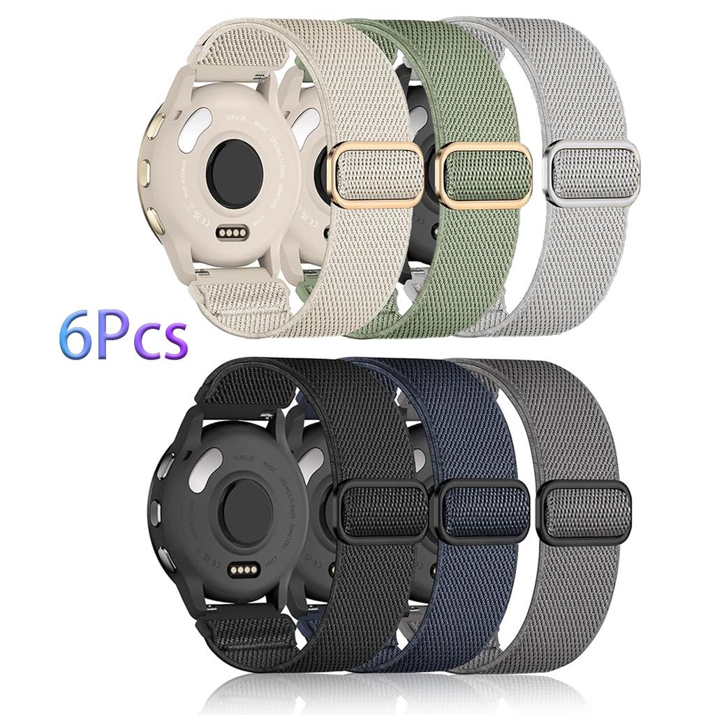6 Piezas Banda Elástica de 18/20/22 mm para Garmin Forerunner 255 255S 265S 955 965 945 745 Venu 2 3 4S Sq Vivoactive 4 5 Correa Deportiva de Nailon