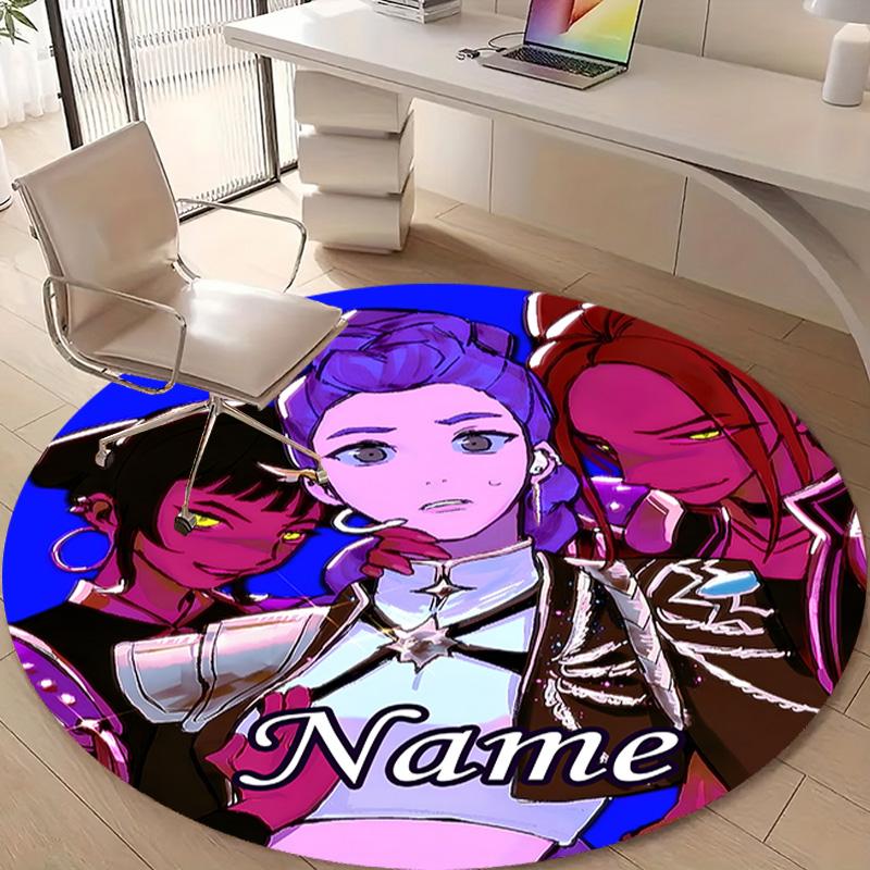 Personalized K-KPop Demon Hunters Round Chair Office Rug - Perfect for Mat, Office Chair & More - Ideal Gift for Birthdays and Holidays