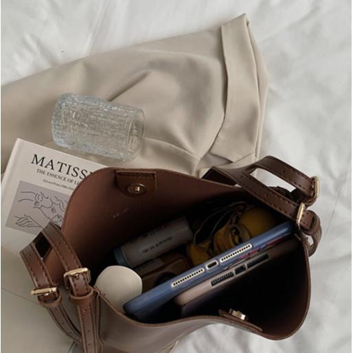 IELGY Texture Big Bag Trendy All-Match Large-Capacity Broadband Cross-Body High-End Bucket Bag