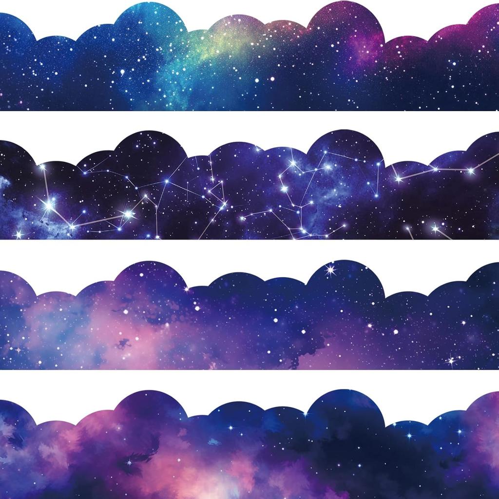 120ft Bulletin Board Borders Decorations Outer Space Classroom Decor Galaxy Star Planet Astronaut Scalloped Border Trim for Teacher School Office