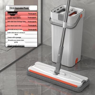 Huán Qún Self-Wringing Flat Mop and Bucket Set