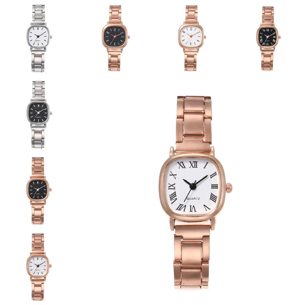 Student Watch Woman Vintage Square Minimalist Quartz Steel Band For Study Use