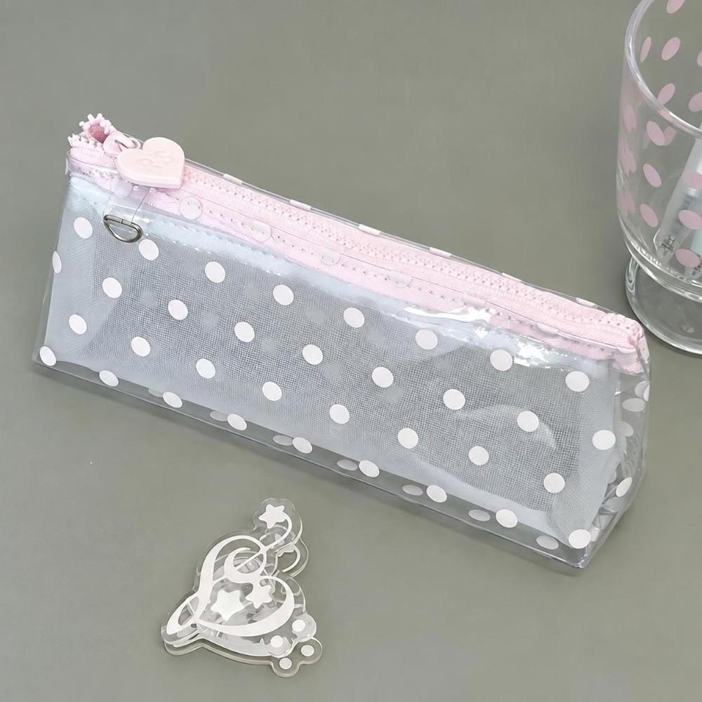 Polka Dot Print Pencil Case Detachable Pencil Pouch Portable Stationery Bag Students