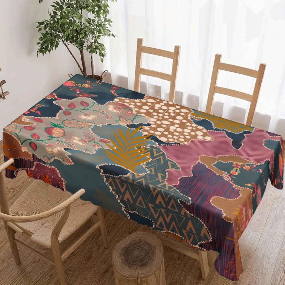 Bohemian Pattern Rectangle Table Cloth for Table Decor Holiday Party Waterproof Reusable Tablecloth for Table Kitchen Dining
