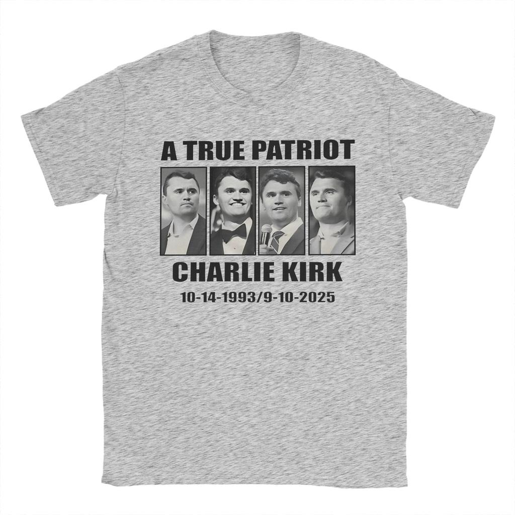 Charlie Kirk A True Patriot T-Shirts for Men  Vintage Cotton Tees O Neck Short Sleeve T Shirt Big Size Tops