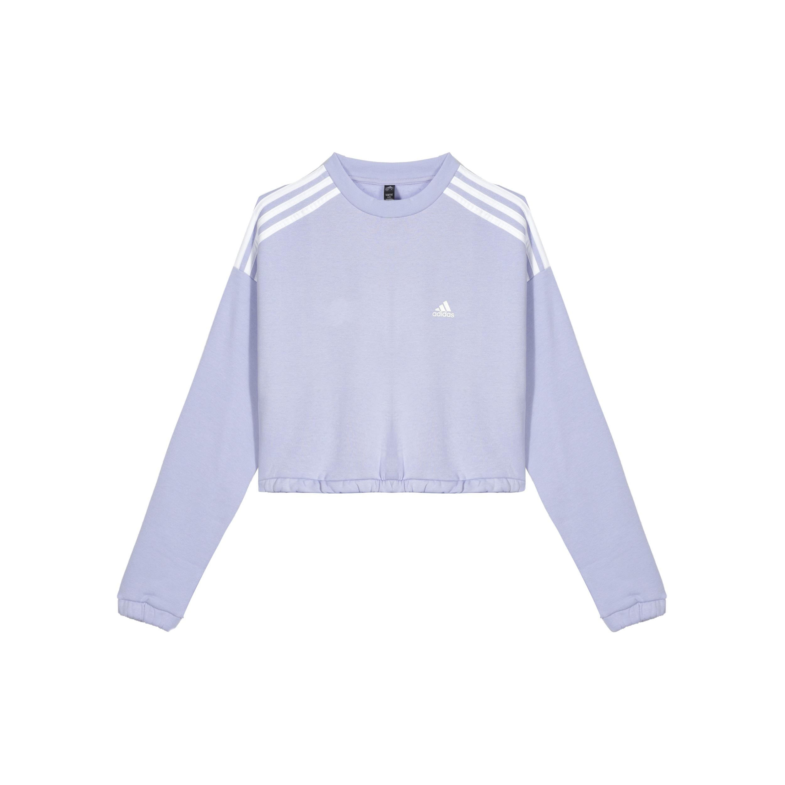 (WMNS) adidas Crop Crew Loose Round Neck Long Sleeves Hoodie Purple Women s HF4154 M