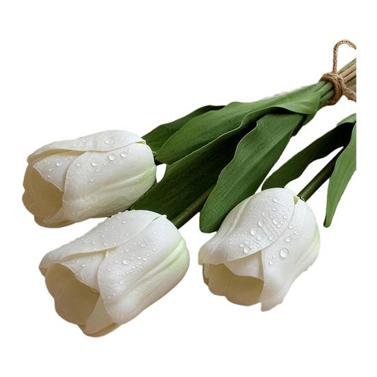 

Artificial Tulip Flower Realistic Tulip Bouquet Faux Silk Flower Arrangement for Home Office Wedding Party Mother s бежевий
