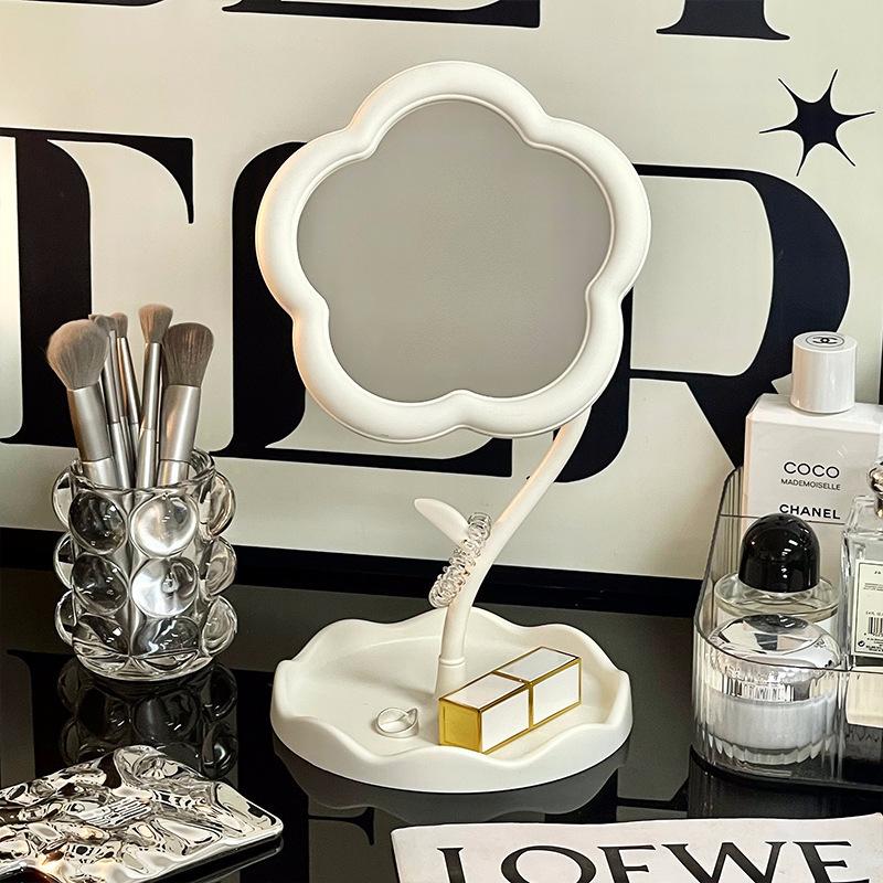 Sunflower Makeup Mirror Portable Cream Dressing Table Hanging Jewelry Mirror Desktop Student Makeup Touch Up Rotatable Mirror