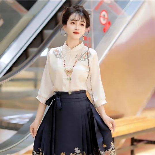 New Chinese-style red woven gold makeup horse dress, Guofeng Ming-made Hanfu women's heavy industry skirt, daily commute