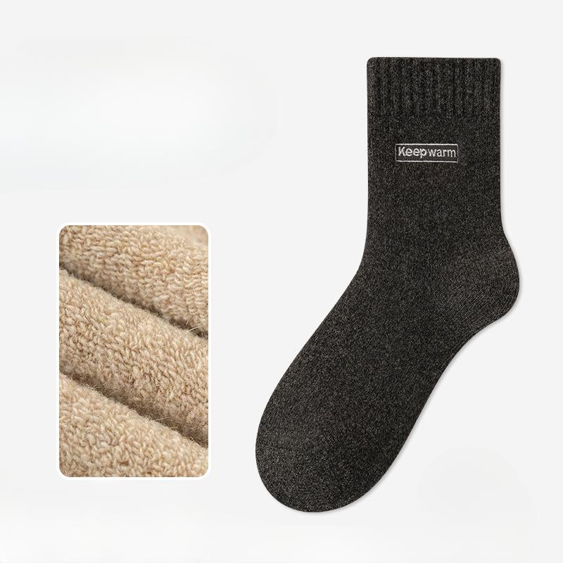 Men's New Autumn and Winter Products Add Velvet and Thick Warm Heating Wool Ring Wool Tube Socks