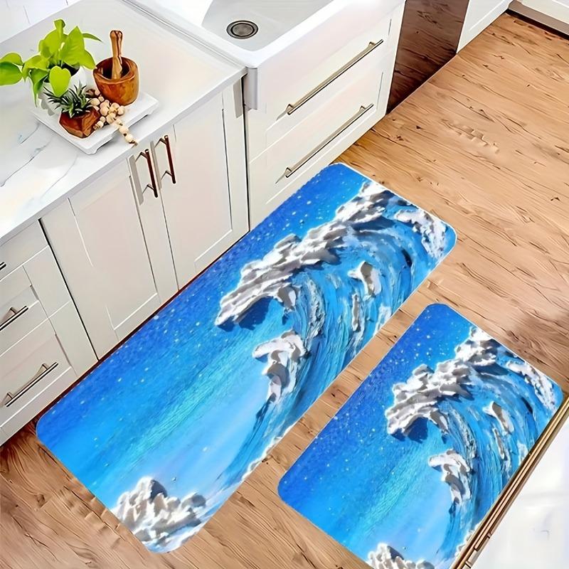 1PC Grashing surf Pattern Kitchen Rug Non-Slip Door Mat Pop design Bathroom Rug Bath Mat Carpet for Home Sink Laundry Decor