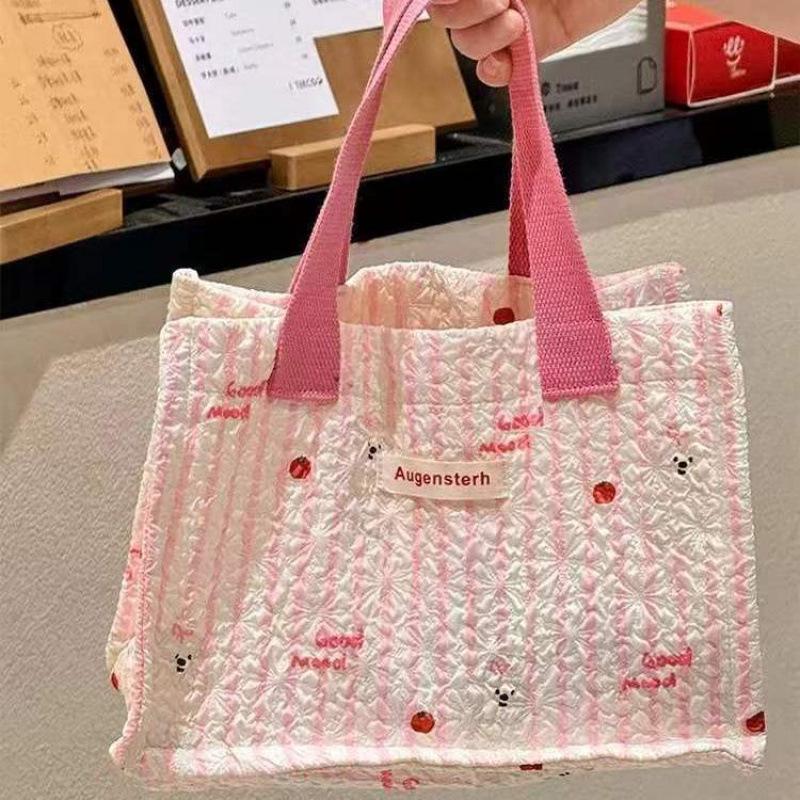 Kawaii Bento Lunch Handtasche: Großes Fassungsvermögen, Tragbar, Fleckenabweisende Leinwand