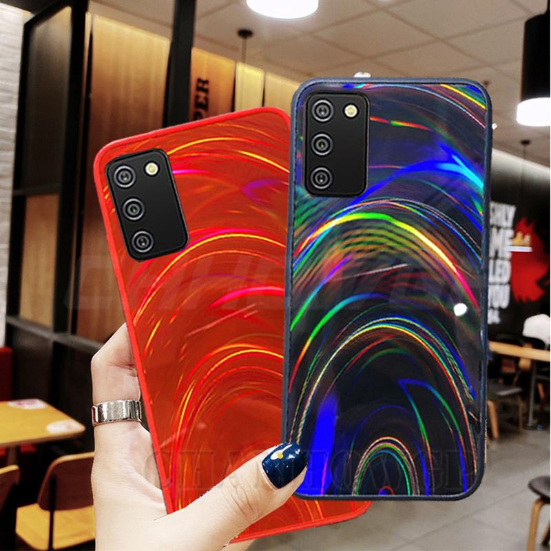 Duha Zrcátko Silikonový Okraj Pouzdro pro Samsung Galaxy A02S A12 A32 A42 A21S A51 A71 A01 A11 A31 A41 M31 S20 FE S21 S30 Plus Note20 Ultra Měkký Zadní Kryt
