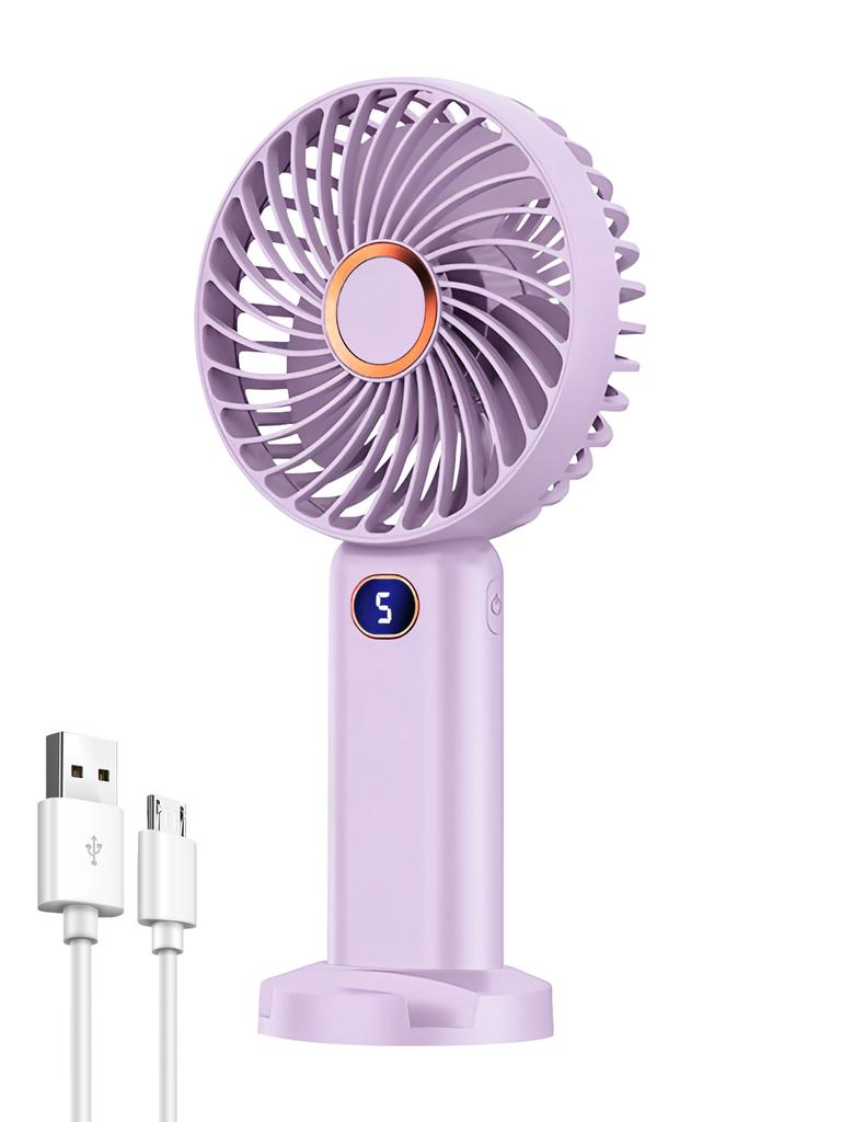 Portable Handheld Fan USB Rechargeable Mini Fan Digital Display 5-Speed Adjustment Suitable For Travel Outdoor Office Home