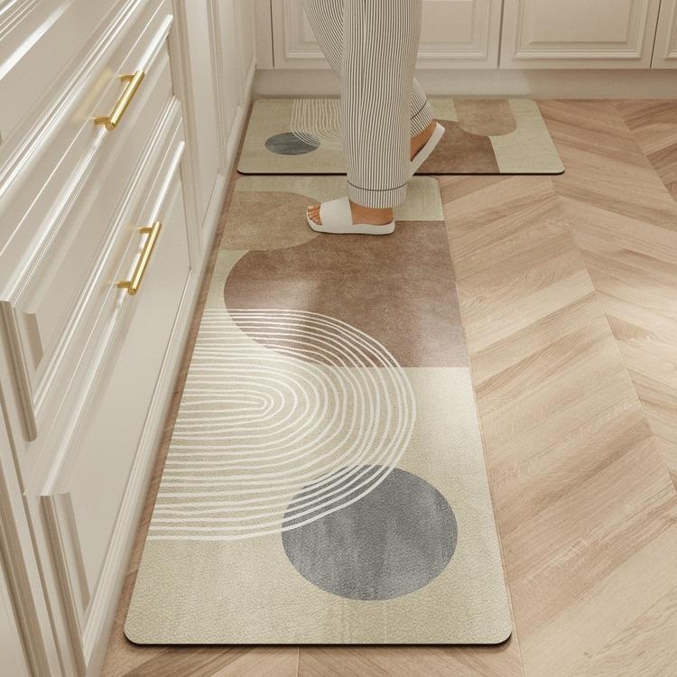 Carpet for Kitchen Waterproof Floor Mat Beige Carpets Pvc Leather Non-slip Oil-proof Long Foot Mats Home Decoration Rug Balcony