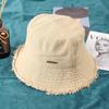 Personalized rough edge couple fisherman's hat children spring and autumn casual versatile face covering small face summer basin hat men