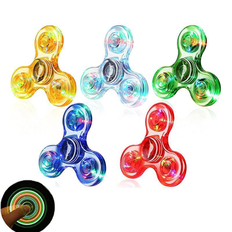 Crystal Luminous Fidget Spinner LED Light up Sensory Fidget Toys for Kids Adults ADHD Stress Anxiety Relief Toys Party Supplies