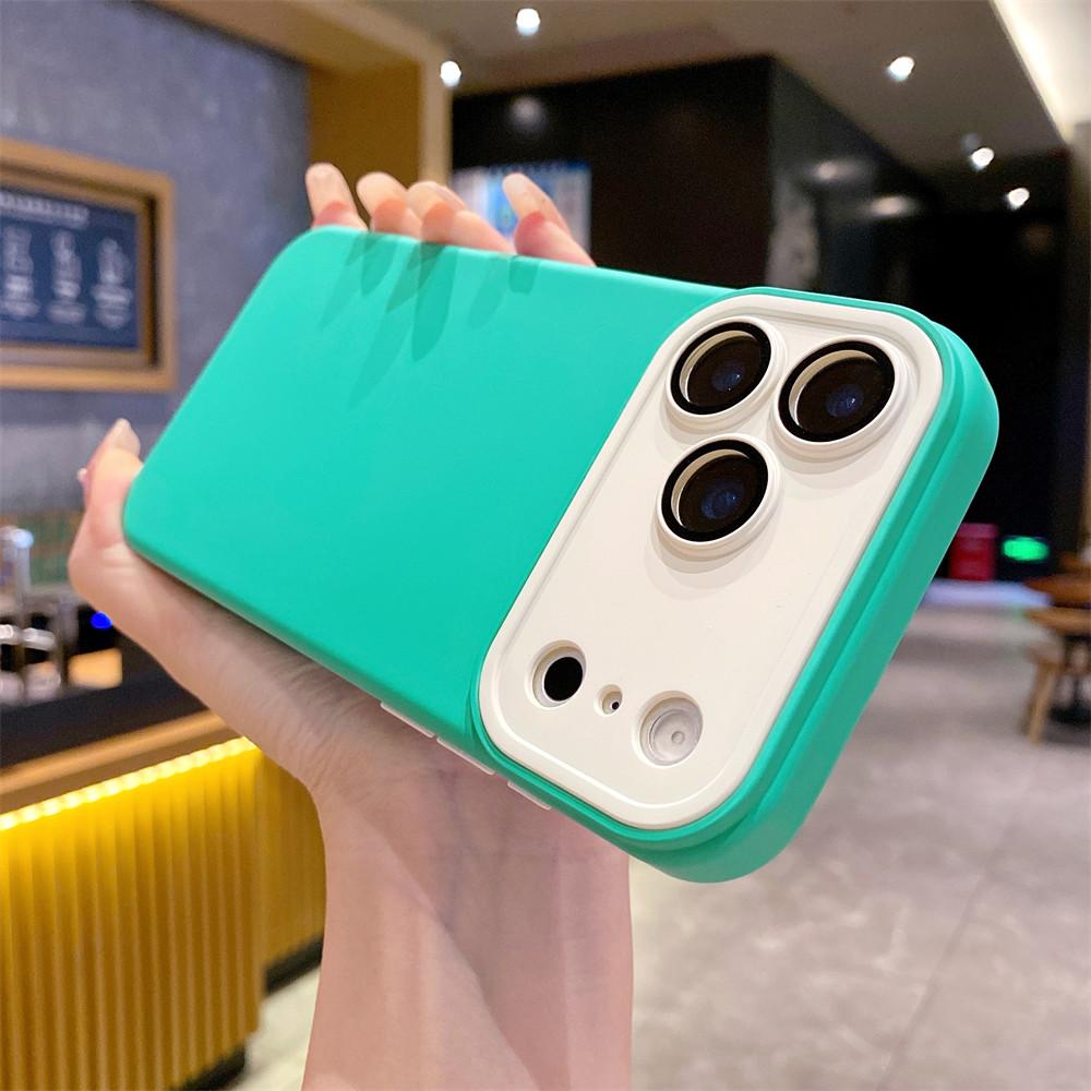 Fashion Contrast Color Lens Protection Silicone Phone Case For 17 Air 16 15 14 Plus 13 12 11 Pro Max Soft Cover