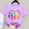 My Little Pony T-shirt for Children Cartoon Partern Tee Top New Boys Girls Round Collar Clothes Kids Anime Cotton Clothing Gift