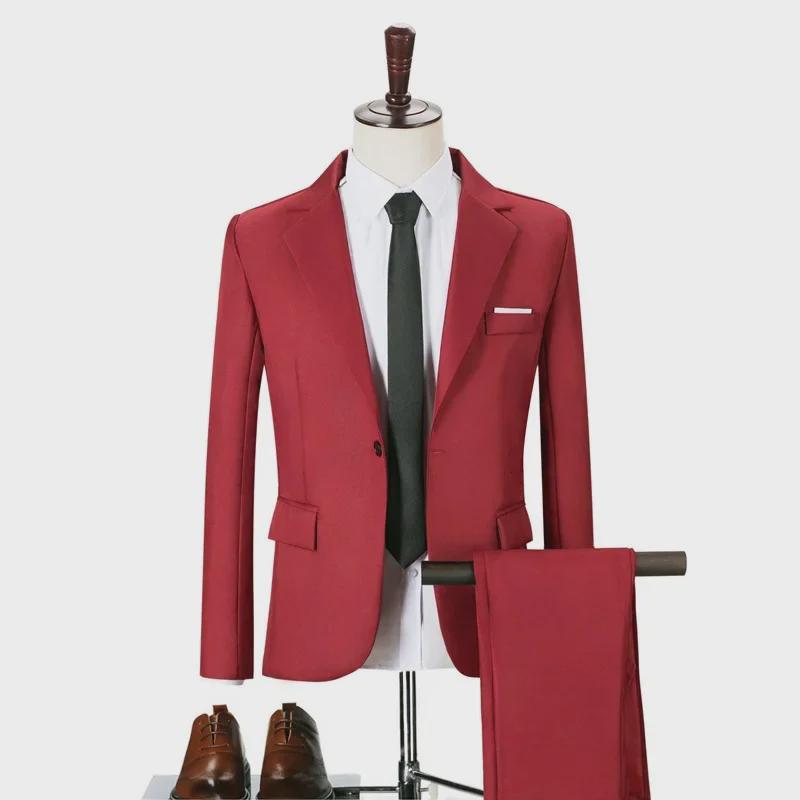 

Круглогодичные разноцветные высококачественные деловые повседневные банкетные костюмы 2XL вино красного