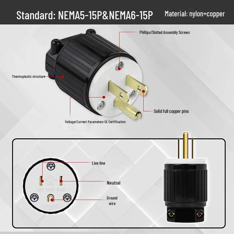 UL Certified 15A 125V US/Canada Industrial Power Plug Socket LK7515P