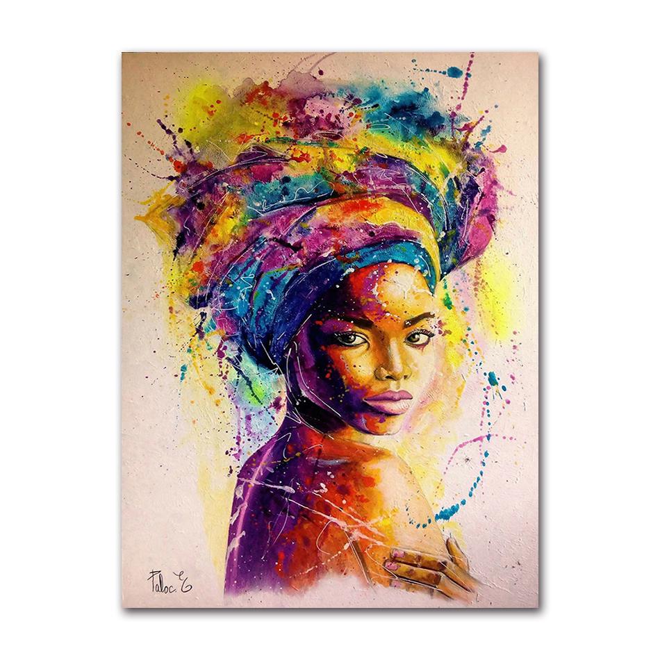 Posters And Prints Abstract African Girl Canvas Paintings On The Wall Art Pictures Decor Black Woman Graffiti 21X30CMNo Framed